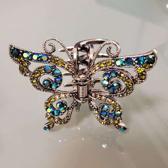 Metal Rhinestone Butterfly Hair Clip - New - Picture 1 of 4
